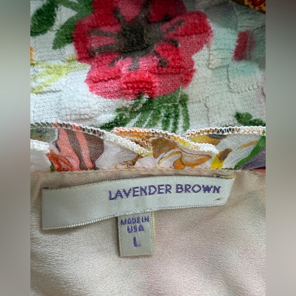 Romantic Flowy Floral Slip Dress by Lavender Brown Sz Large-Made in USA - Picture 4 of 12